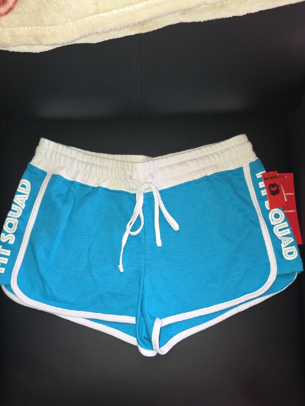 Hot Kiss Turquoise Athletic Shorts with White Trim